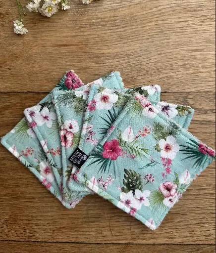 Lingettes lavables - fleurs hawaïennes